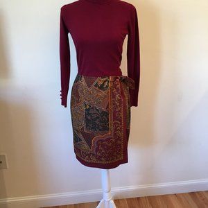 Talbots Silk Wrap Skirt - Fall Colors - Size 6
